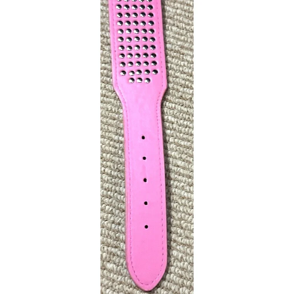 Rhinestone Dog pet collar pink faux leather BLING glam festival whimsy goth